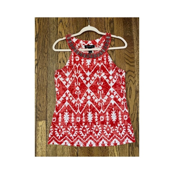 NWT INC beaded Red Classy Tank beach weekend top conservative - Picture 1 of 5